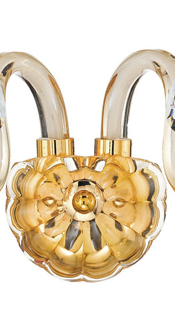 Applique paralumi Tessuto Decorato Gocce Cristalli K9 finiture Oro Classica E14