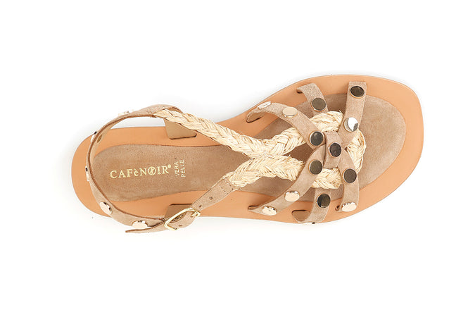 SANDALO INCROCIO IN PELLE SCAMOSCIATA ERAFFIA