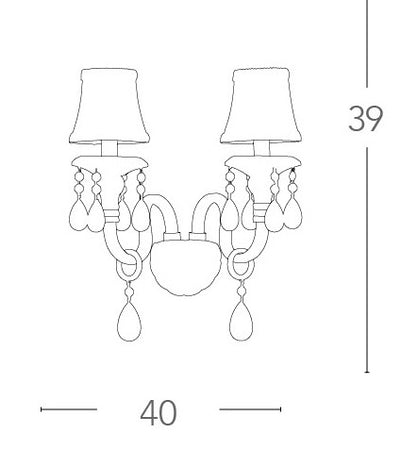 Applique paralumi Tessuto Decorato Gocce Cristalli K9 finiture Oro Classica E14