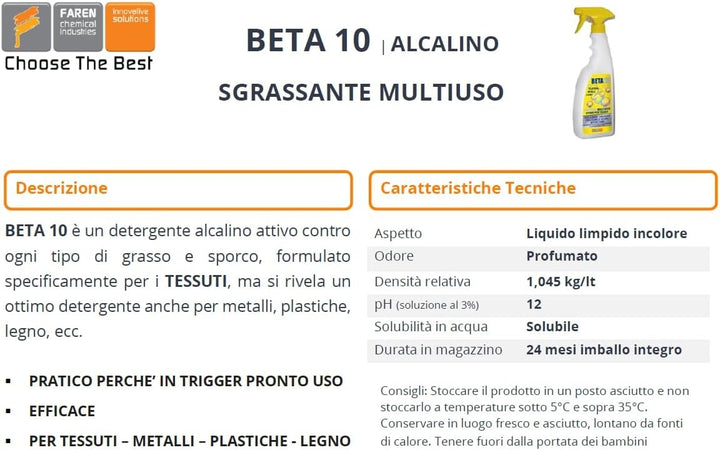 Faren BETA10 750ml sgrassatore concentrato multisuperfici e metalli