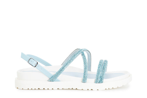 SANDALO DUE FASCE PIU' INCROCIO STRASS