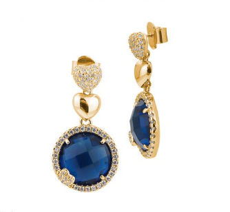 Boccadamo - Orecchini con cristallo color blu montana pendente e zirconi