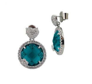 Boccadamo - Orecchini con cuore di zirconi e cristallo color verde tormalina