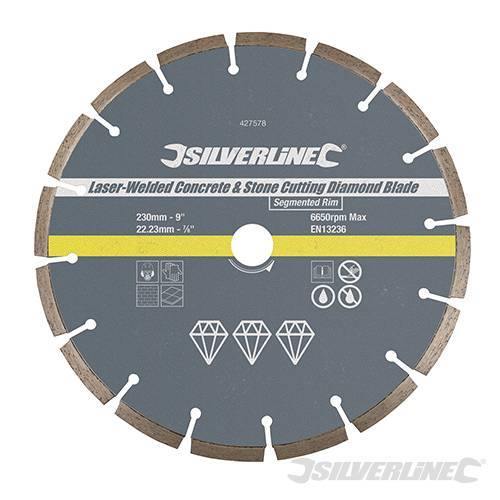 Lama disco diamantata saldatura a laser per taglio cemento e pietra Silverline - Eternal Brico