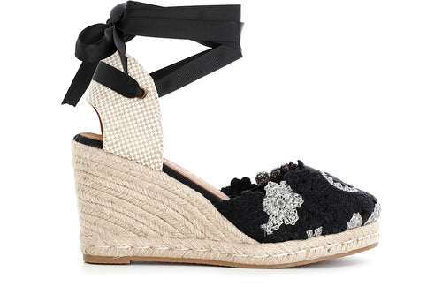 SCARPE APERTE IN TESSUTO RICAMATO