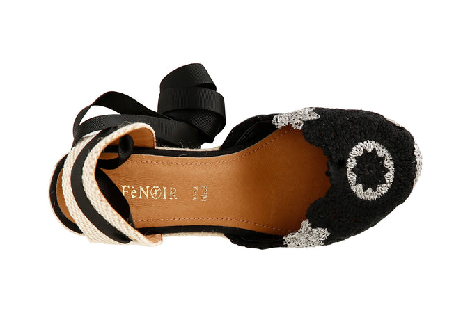SCARPE APERTE IN TESSUTO RICAMATO