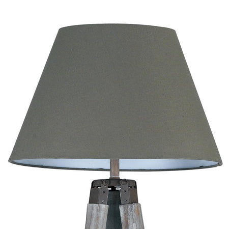 Piantana Treppiedi Legno Paralume Tessuto Grigio Tortora Lampada da Terra Moderna E27