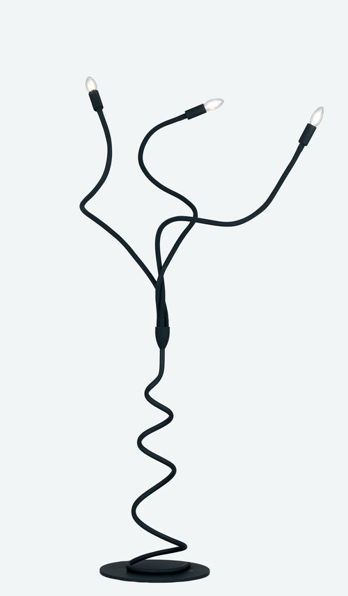 Lampada da Terra Nera Metallo Silicone Flassibile Piantana Moderna Interni E14