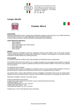 Tixe Sella 14lt idro pittura bianca opaca super lavabile per interni