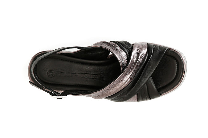 SANDALO INCROCIO BICOLOR IN PELLE