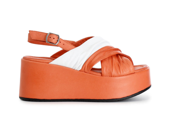 SANDALO INCROCIO BICOLOR IN PELLE