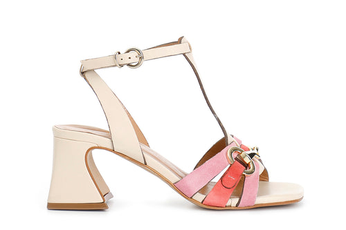 SANDALO T IN PELLE E PELLE SCAMOSCIATA CON ACCESSORIO