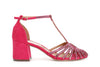 SANDALO GABBIA A T IN MICROFIBRA E STRASS