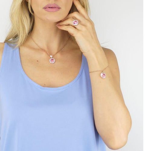 Boccadamo - Anello cocktail rosato con cristallo color rosa e zirconi