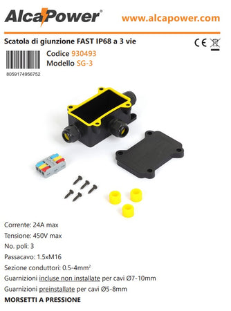 Alca Power scatola di giunzione FAST IP68 a 3 vie