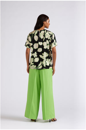 BLUSA MANICA CORTA IN SATIN DI VISCOSASTAMPATA
