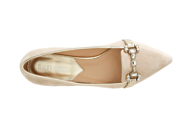 MOCASSINO IN PELLE SCAMOSCIATA CON MORSETTO STRASS