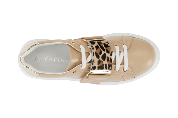 SNEAKERS IN PELLE CON FASCIA CAVALLINO