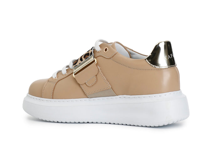 SNEAKERS IN PELLE CON FASCIA CAVALLINO