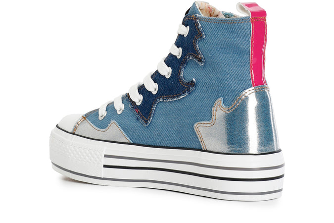 SNEAKERS MID IN TESSUTO CON STRASS