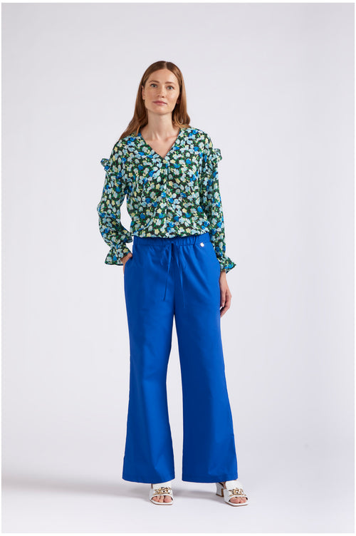 PANTALONE VITA ELASTICATA  IN POPELINE