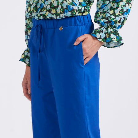 PANTALONE VITA ELASTICATA  IN POPELINE
