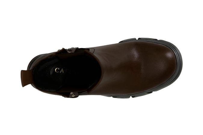 TRONCHETTO IN PELLE CON ELASTICO E BORCHIE