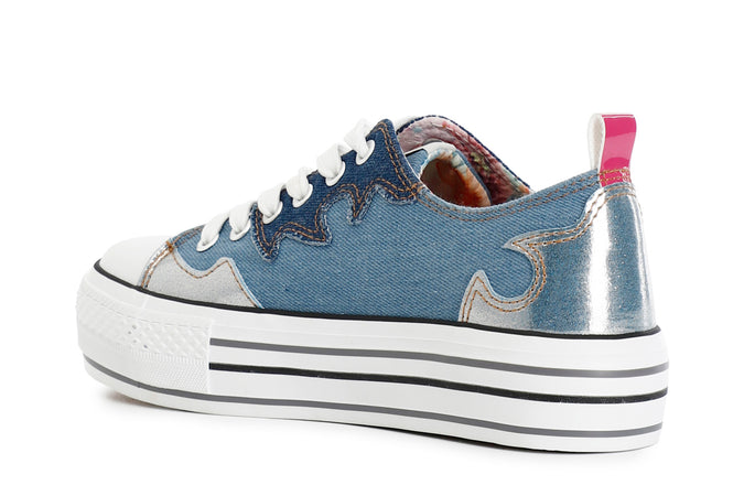 SNEAKERS MID IN TESSUTO CON PATCH STRASS