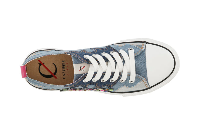 SNEAKERS MID IN TESSUTO CON PATCH STRASS