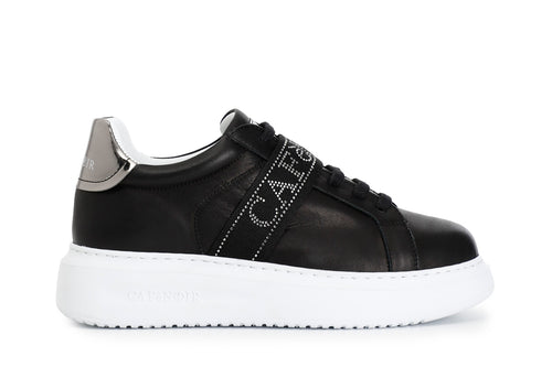 SNEAKERS IN PELLE CON NASTRO LOGATO