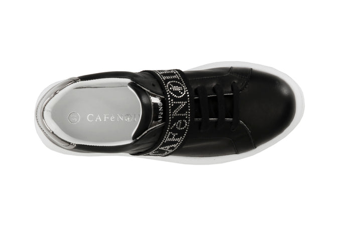 SNEAKERS IN PELLE CON NASTRO LOGATO