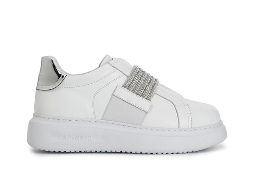 SNEAKERS IN PELLE CON ACCESSORIO STRASSE ELASTICI