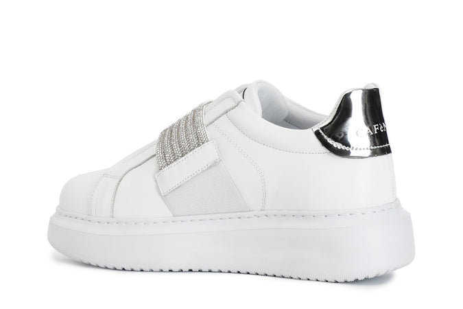 SNEAKERS IN PELLE CON ACCESSORIO STRASSE ELASTICI
