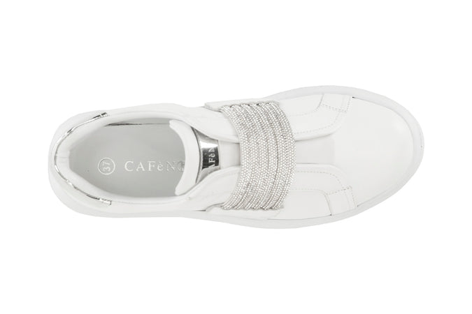SNEAKERS IN PELLE CON ACCESSORIO STRASSE ELASTICI