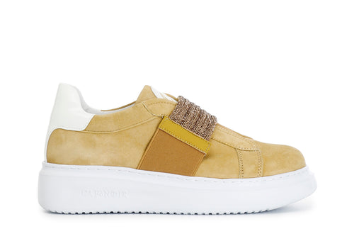 SNEAKERS IN CAMOSCIO CON FASCIA STRASS