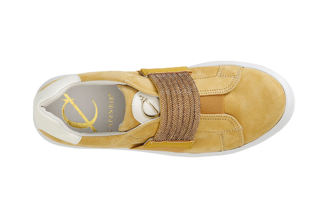SNEAKERS IN CAMOSCIO CON FASCIA STRASS