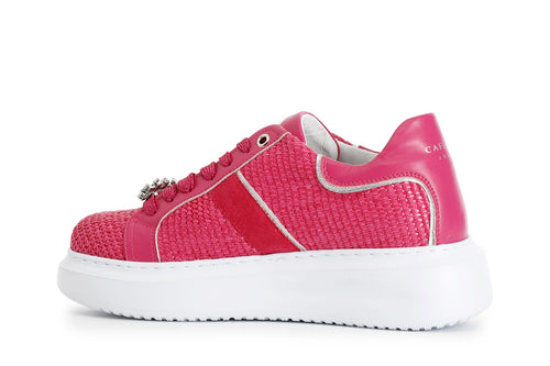 SNEAKERS IN RAFIA CON STRASS LATERALE EACCESSORI GIOIELLO LEVA E METTI