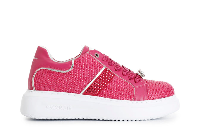 SNEAKERS IN RAFIA CON STRASS LATERALE EACCESSORI GIOIELLO LEVA E METTI