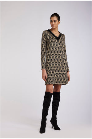 MINIABITO SCOLLO A V LAVORAZIONE JACQUARD