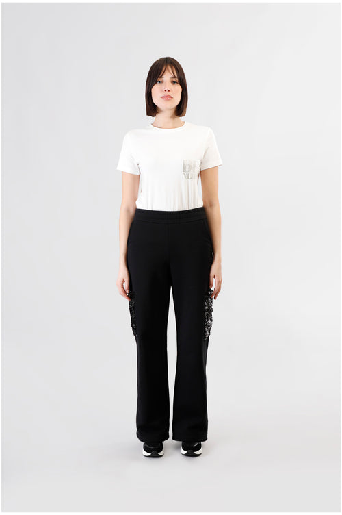 PANTALONE IN FELPA CON TASCHE DI PAILETTES