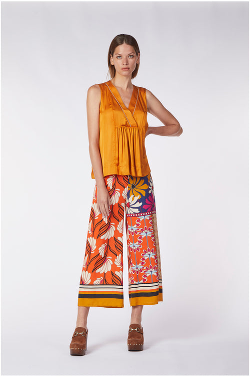 BLUSA SMANICATA CON RICAMO ALLO SCOLLO