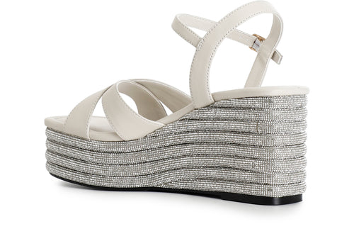 SANDALO INCROCIO IN NAPPA CON ZEPPA STRASS