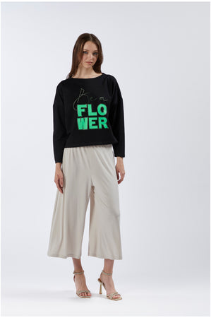 FELPA SCOLLATURA A BARCA BE A FLOWER