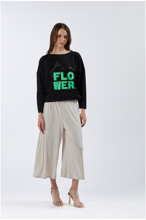 FELPA SCOLLATURA A BARCA BE A FLOWER