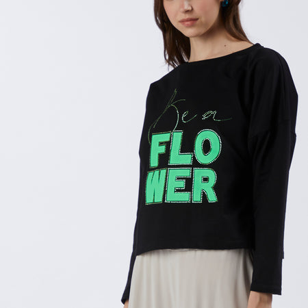 FELPA SCOLLATURA A BARCA BE A FLOWER