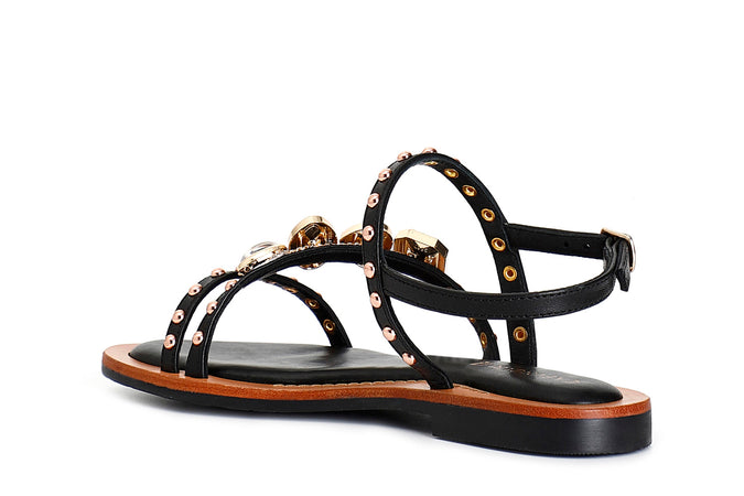 SANDALO ASIMMETRICO IN NAPPA CON ACCESSORIO