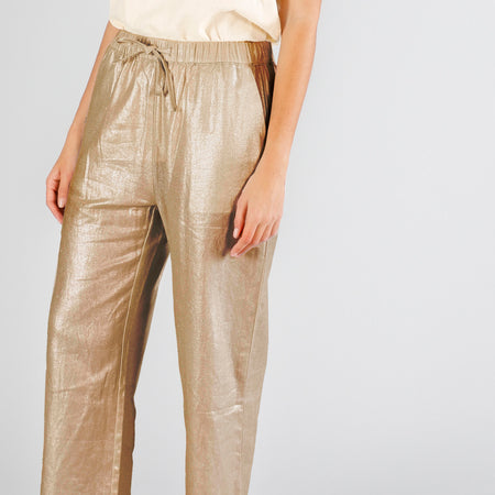 PANTALONE PALAZZO IN LINO PLACCATO