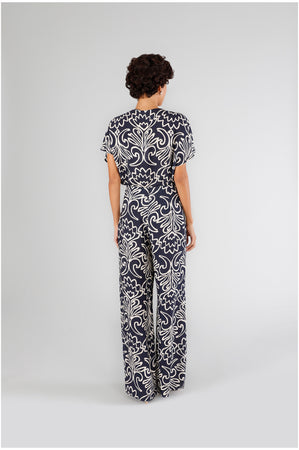 PANTALONE PALAZZO IN MAROCAINE STAMPATO
