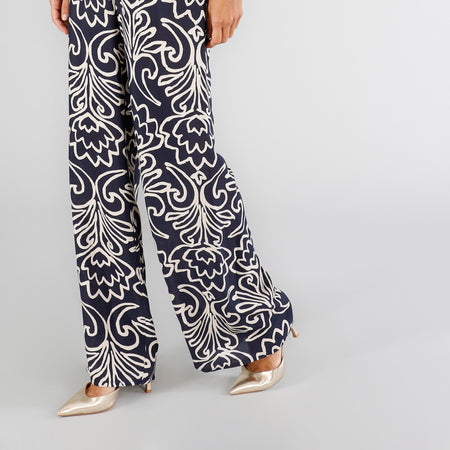 PANTALONE PALAZZO IN MAROCAINE STAMPATO