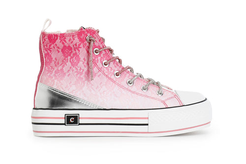 SNEAKERS MID PIZZO DEGRADè CON LACCI STRASS